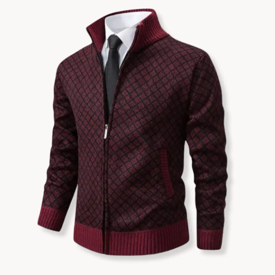 Rheon Jacquard Turtleneck Cardigan