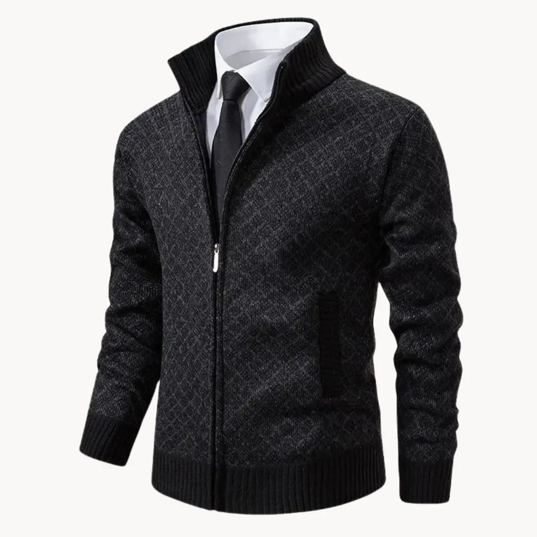 Rheon Jacquard Turtleneck Cardigan