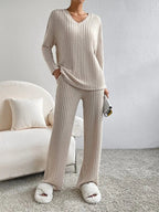 Serena Ribbed Knit Trousers and Jumper Set for Women
