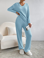 Serena Ribbed Knit Trousers and Jumper Set for Women