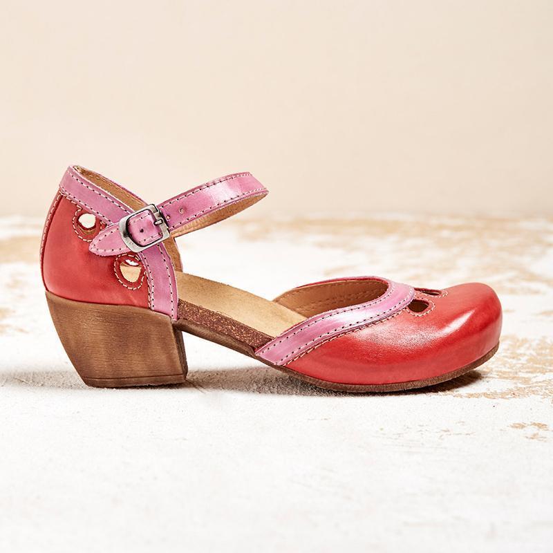 Celora Low Heel Leather Sandals