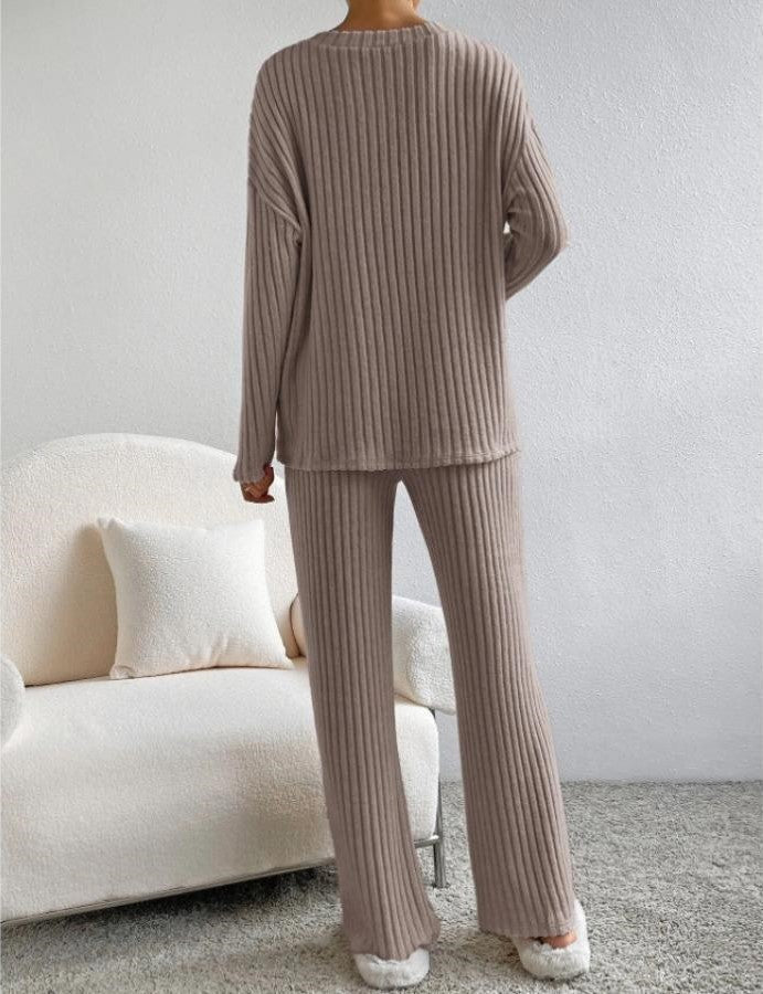 Serena Ribbed Knit Trousers and Jumper Set for Women