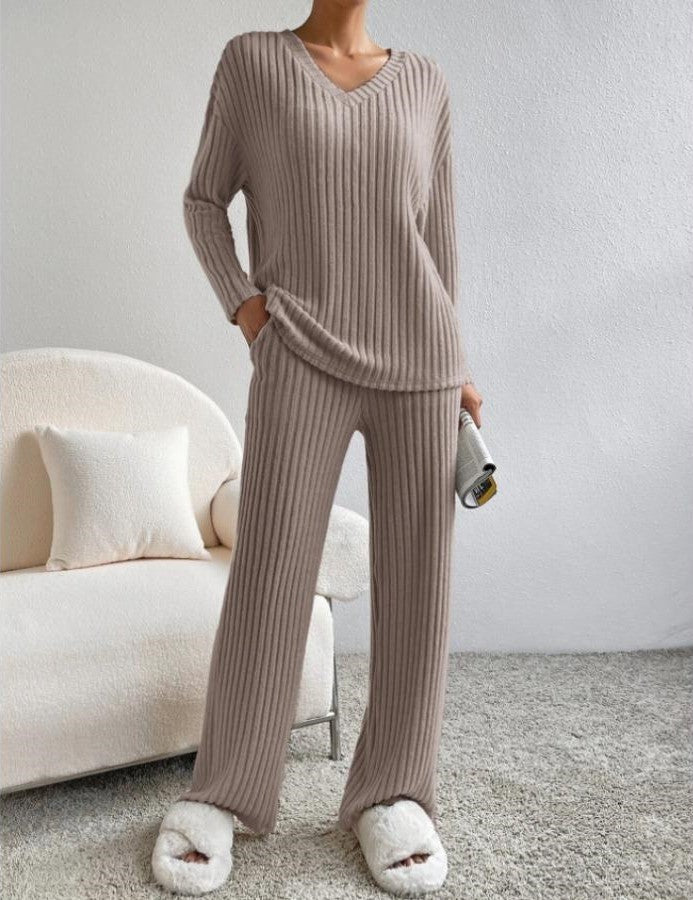 Serena Ribbed Knit Trousers and Jumper Set for Women