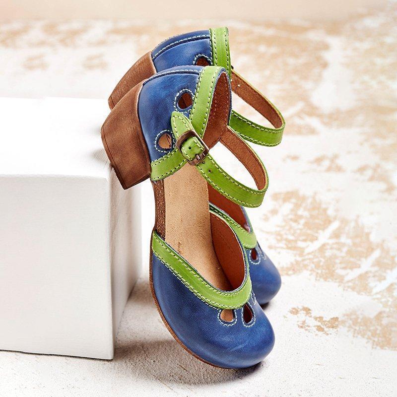 Celora Low Heel Leather Sandals