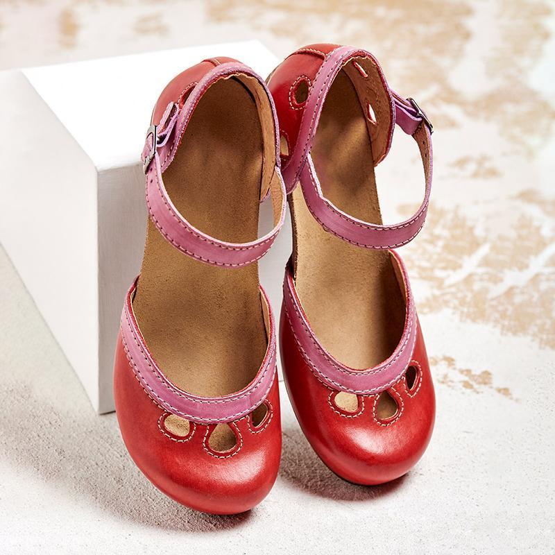 Celora Low Heel Leather Sandals