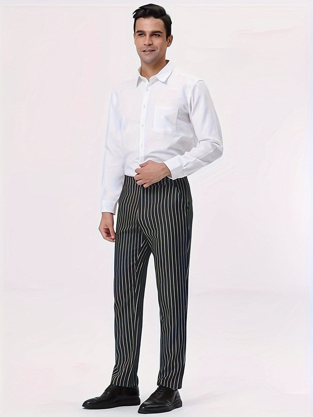 Striped Casual Trousers with Pockets