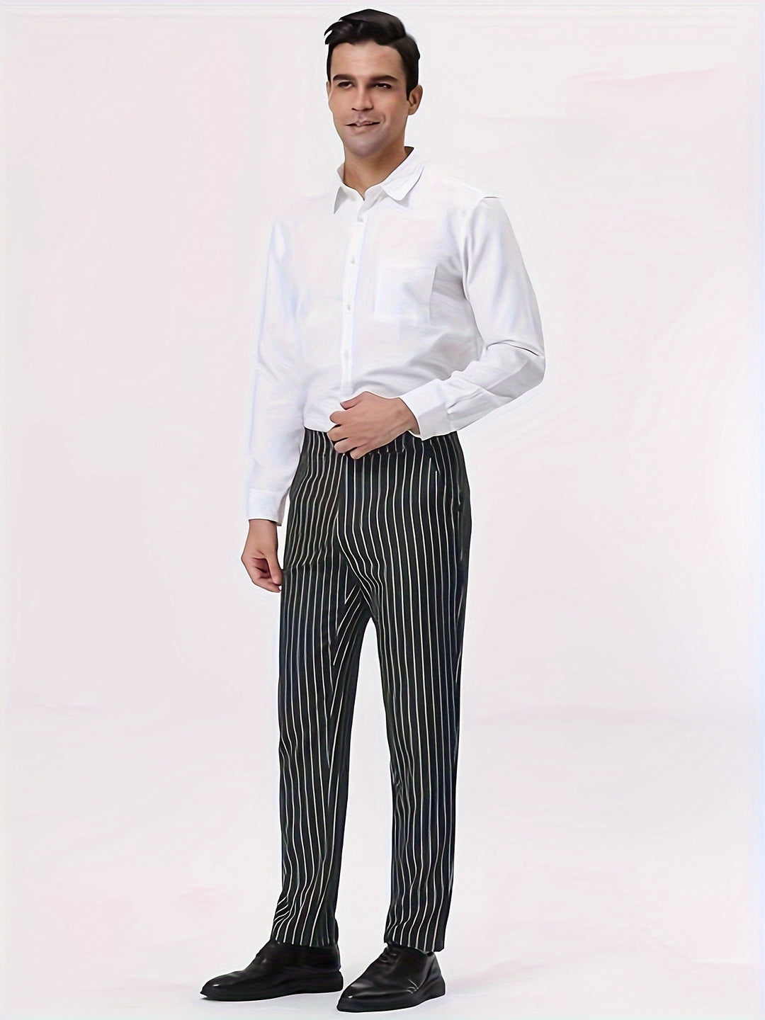 Striped Casual Trousers with Pockets