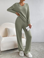 Serena Ribbed Knit Trousers and Jumper Set for Women