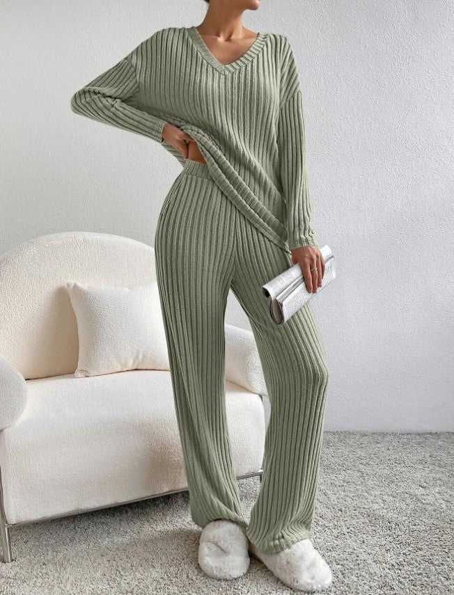 Serena Ribbed Knit Trousers and Jumper Set for Women