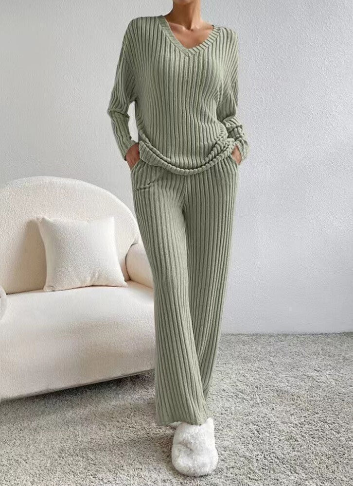 Serena Ribbed Knit Trousers and Jumper Set for Women
