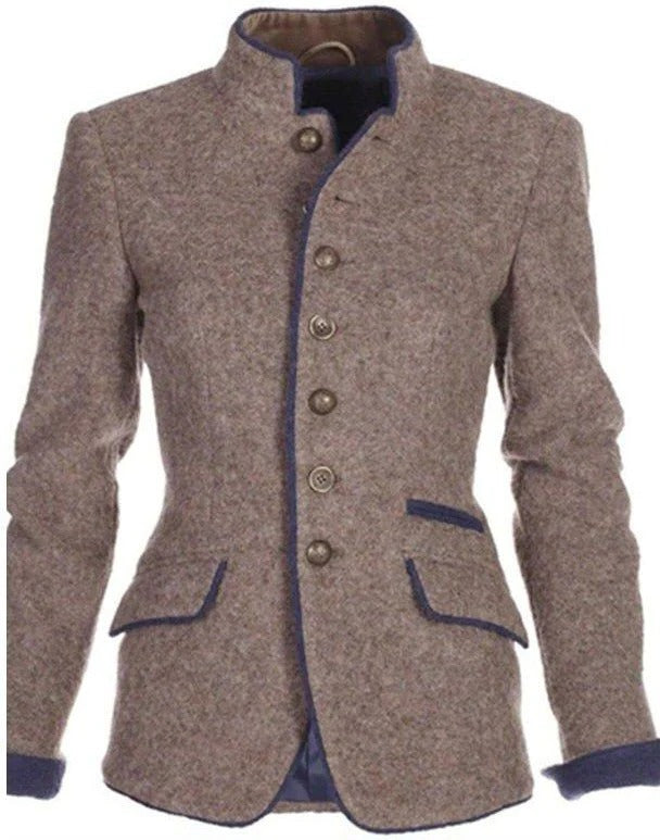 Valencia Stand-Collar Two-Tone Blazer