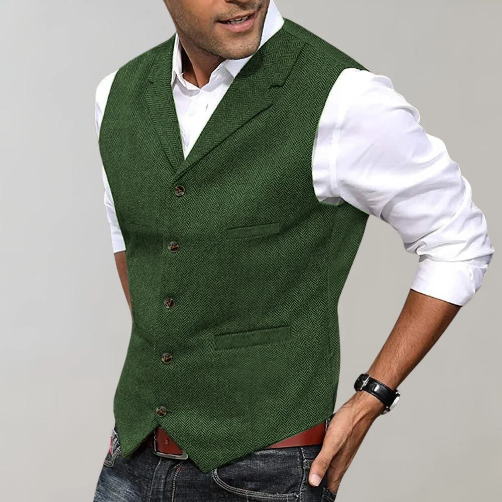 Sterling Herringbone Wool Blend Vest