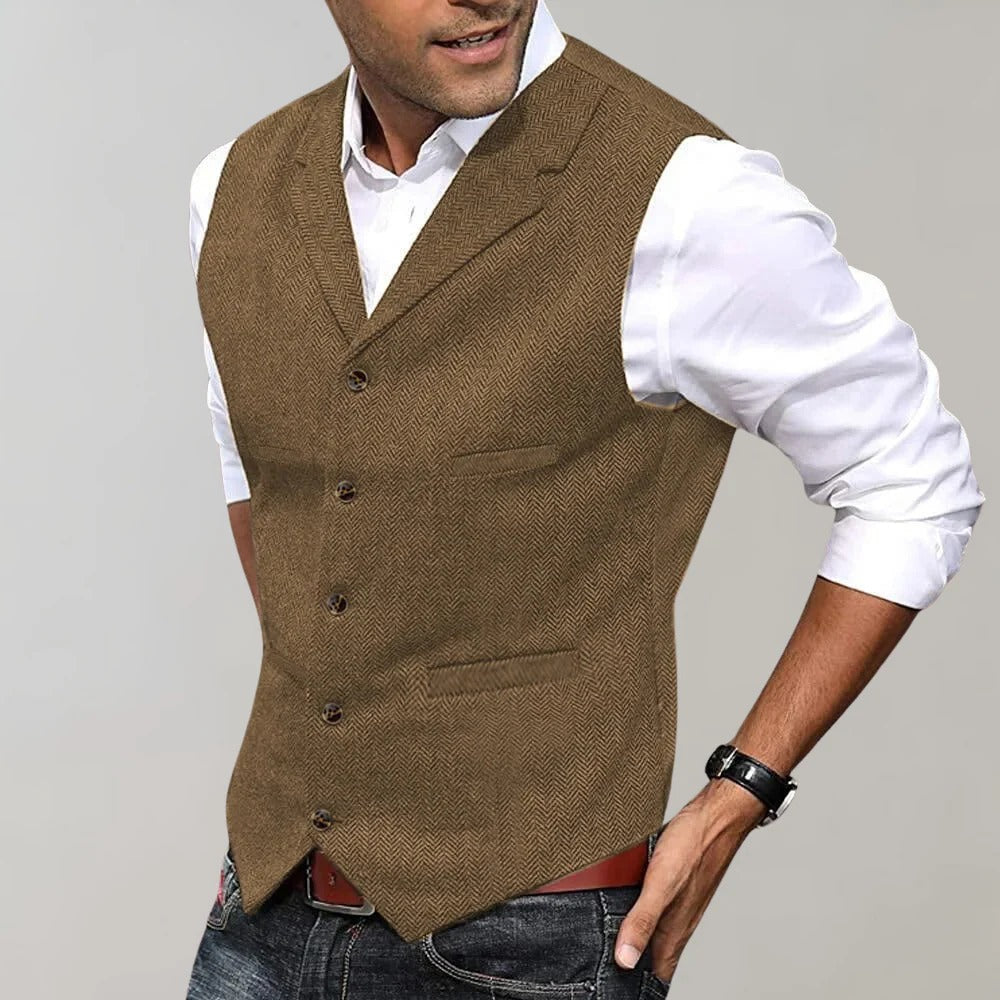 Sterling Herringbone Wool Blend Vest
