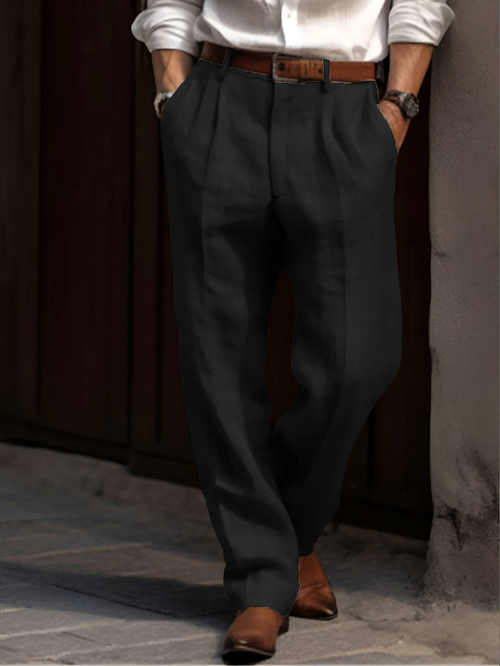 Valencia Linen Blend Pleated Pants