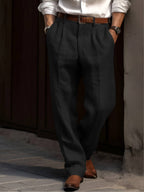 Valencia Linen Blend Pleated Pants