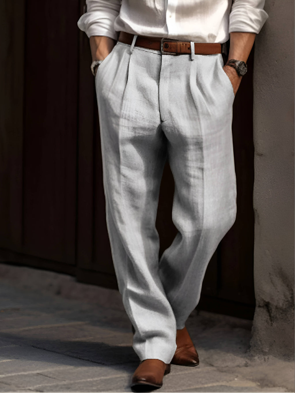 Valencia Linen Blend Pleated Pants