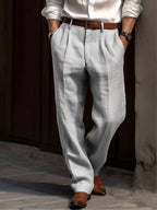 Valencia Linen Blend Pleated Pants