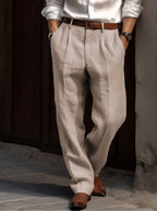 Valencia Linen Blend Pleated Pants