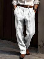 Valencia Linen Blend Pleated Pants